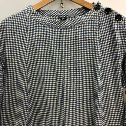 極美品◆フォーティファイブアール ワンピース インドネル ロング丈 チェック ブルー サイズ表記なし 45R 【AFB37】