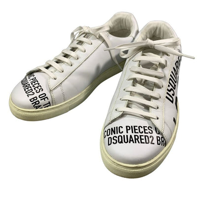 ディースクエアード レザースニーカー ロゴプリント メンズ ホワイト サイズ41 DSQUARED2 約26.0cm【AFC40】