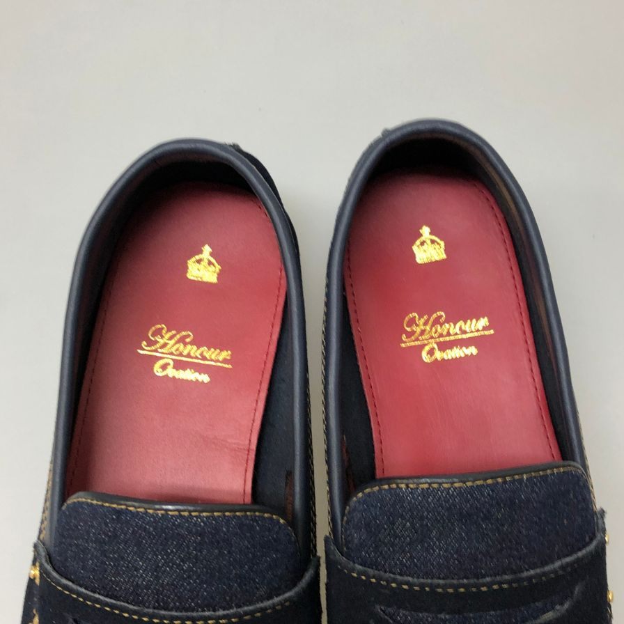 アナーオベーション  デニム素材 ローファー メンズ サイズ39 ブルー HONOUR OVATION 約26.0cm【AFC15】
