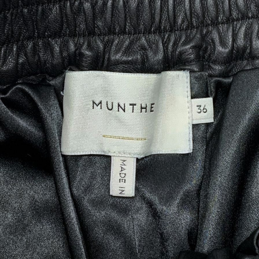 ムンテ レザー パンツ 裾ジップ レディース ラムレザー サイズ36 ブラック MUNTHE 【AFB10】