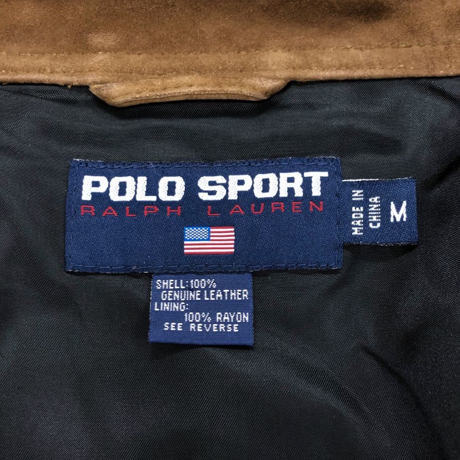 ポロ ラルフローレン スポーツ  90S レザージャケット スエード ブラウン サイズM メンズ Polo Ralph Lauren sports【LA】