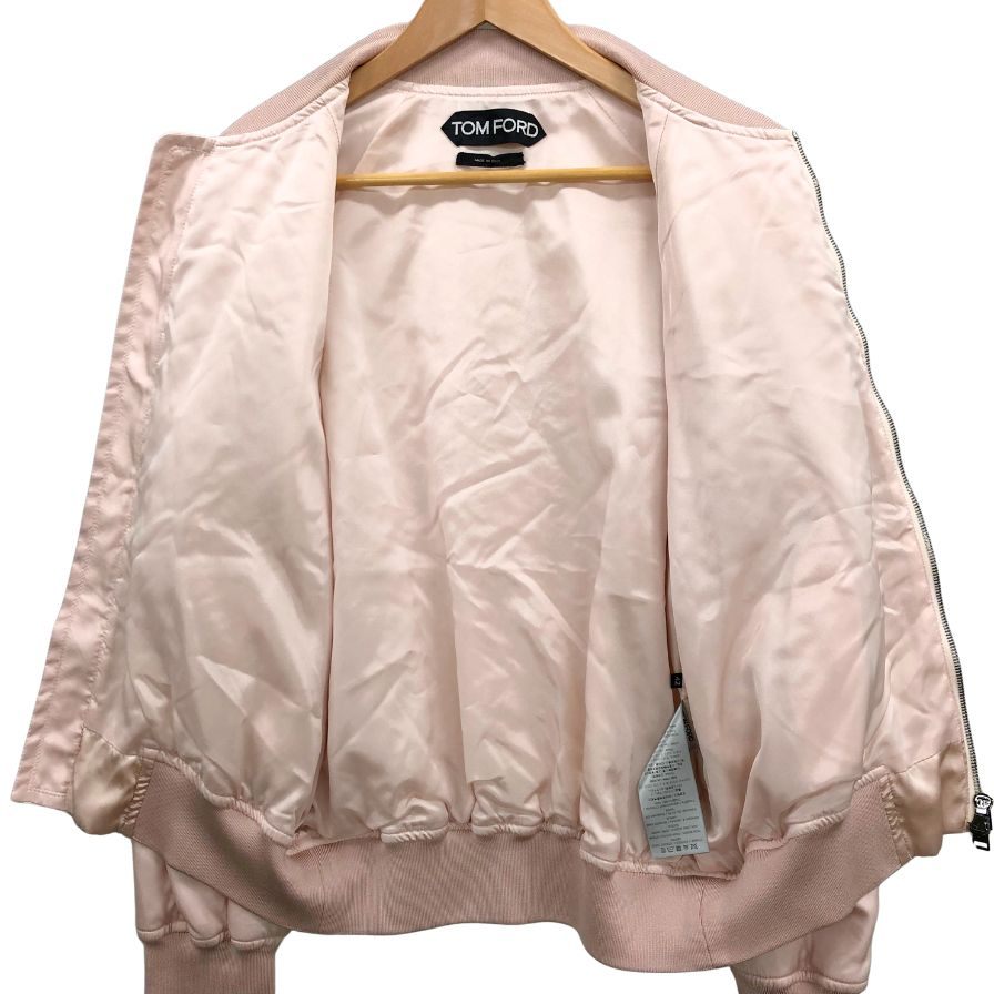 極美品◆トムフォード シルク ブルゾン スタジアムジャンパー イタリア製 レディース サイズ42 ピンク TOMFORD 【AFB48】