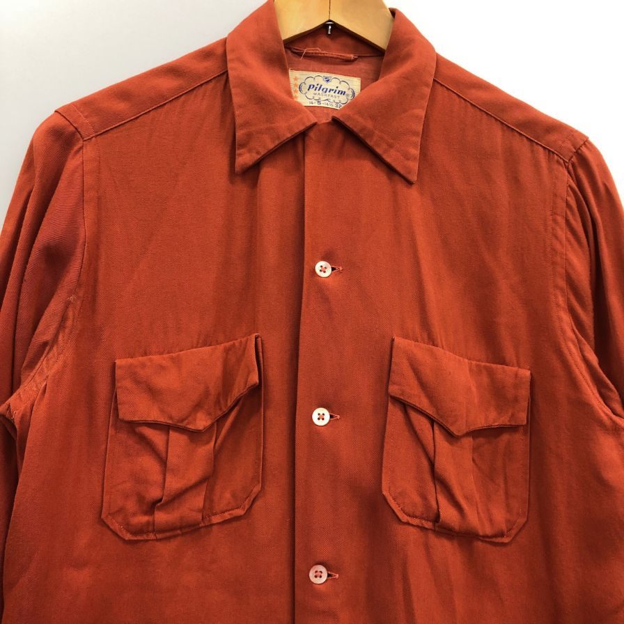 中古◆ピルグリム 50-60S ロングスリーブシャツ ブラウン系 メンズ サイズ14.5 Pilgrim 【AFB5】