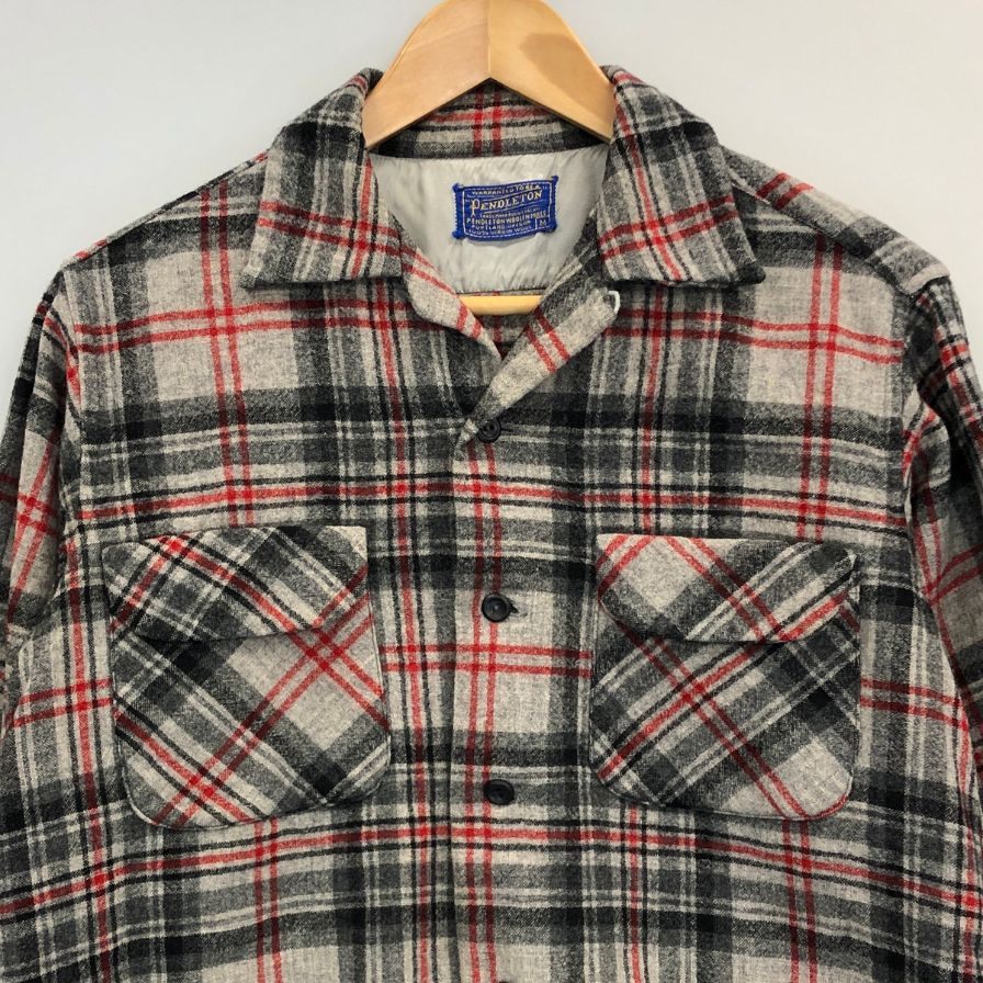 中古■ペンドルトン 50S チェックシャツ オープンカラー USA製 総柄 メンズ サイズM PENDLETON 【AFB38】