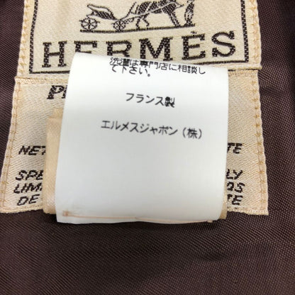 美品◆エルメス ジレ ヴィンテージ automobile ブラウン系 シルク×ピッグスキン サイズ48 メンズ HERMES 【AFB40】