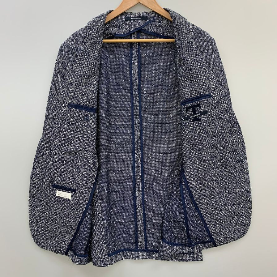 極美品◆タリアトーレ 2B テーラードジャケット 麻混綿 メンズ 48 ブルー系 TAGLIATORE 【AFB42】