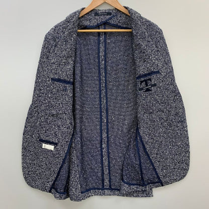 極美品◆タリアトーレ 2B テーラードジャケット 麻混綿 メンズ 48 ブルー系 TAGLIATORE 【AFB42】