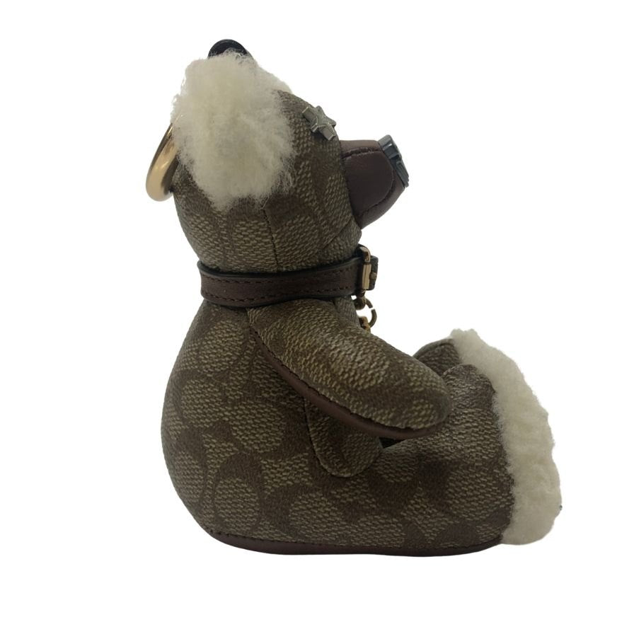 コーチ チャーム シグネチャー ベア バッグチャーム キーホルダー ブラウン系 COACH【AFI9】【中古】