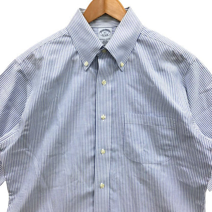 中古◆ブルックスブラザーズ シャツ 半袖 ボタンダウン ストライプ 綿 メンズ ブルー サイズ15.5 Brooks Brothers 【AFB25】
