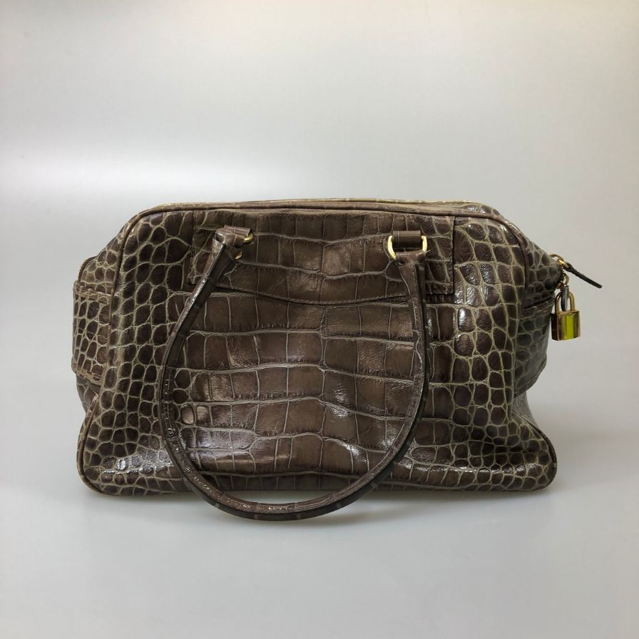 ジェイ&エム デヴィッドソン VIVI ヴィヴィ ハンドバッグ クロコ型押し レディース ブラウン J&M DAVIDSON【AFE8】