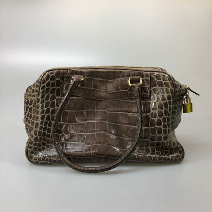ジェイ&エム デヴィッドソン VIVI ヴィヴィ ハンドバッグ クロコ型押し レディース ブラウン J&M DAVIDSON【AFE8】