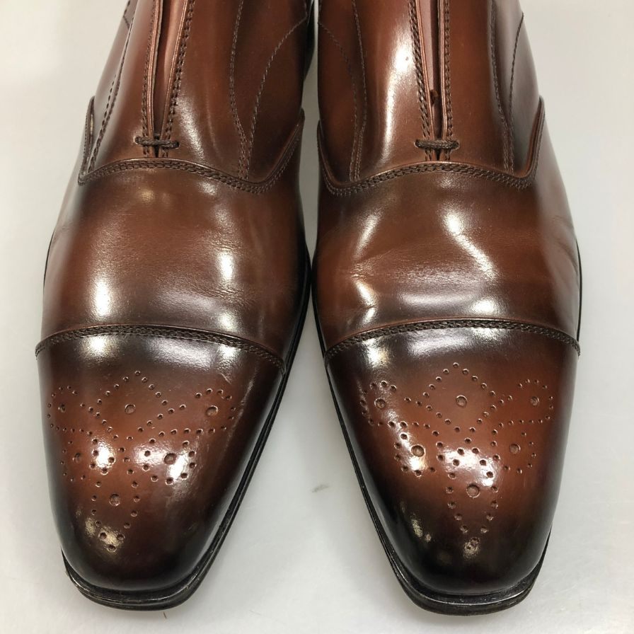 タケオ キクチ レザーシューズ ストレートチップ メダリオン スリッポン メンズ サイズ26cm ブラウン TAKEO KIKUCHI 約26.0cm【AFC9】