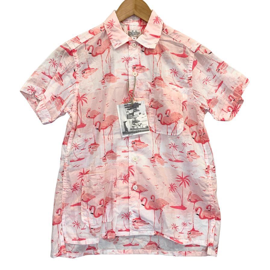 新品同様◆エンジニアードガーメンツ アロハシャツ 半袖 総柄  ピンク レディースサイズ0 ENGINEERED GARMENTS 【AFB33】