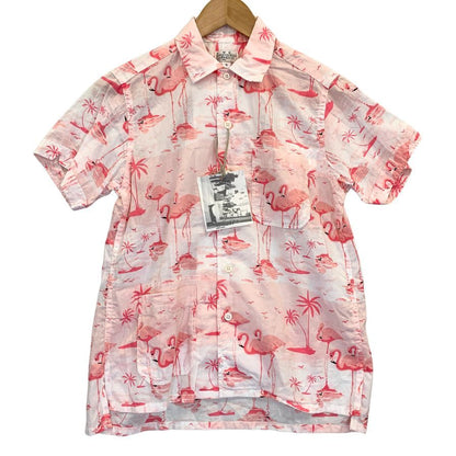 新品同様◆エンジニアードガーメンツ アロハシャツ 半袖 総柄  ピンク レディースサイズ0 ENGINEERED GARMENTS 【AFB33】