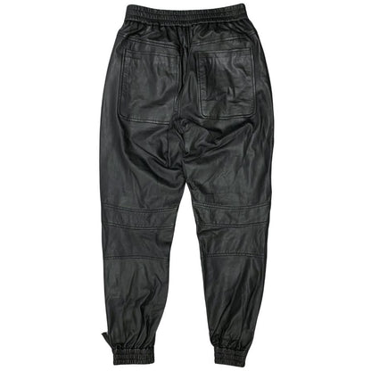 ムンテ レザー パンツ 裾ジップ レディース ラムレザー サイズ36 ブラック MUNTHE 【AFB10】