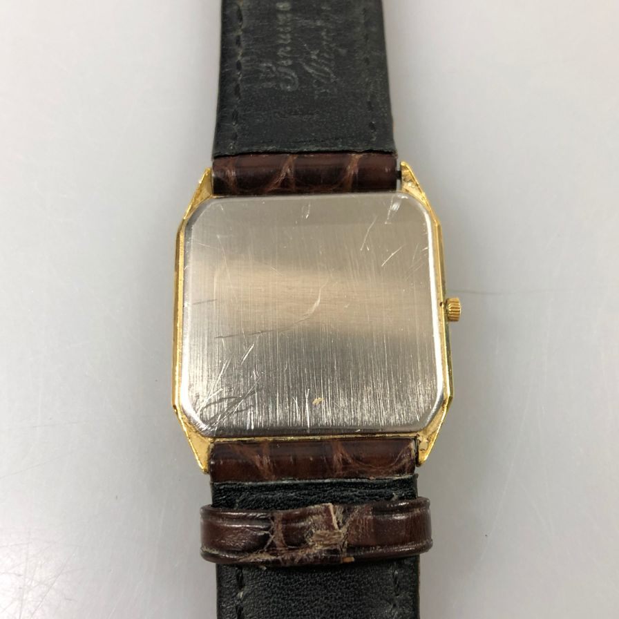 オメガ クオーツ時計 591.0272.1 デビル 白文字盤 非純正ベルト 純正尾錠 不動品 メンズ OMEGA【AFB55】