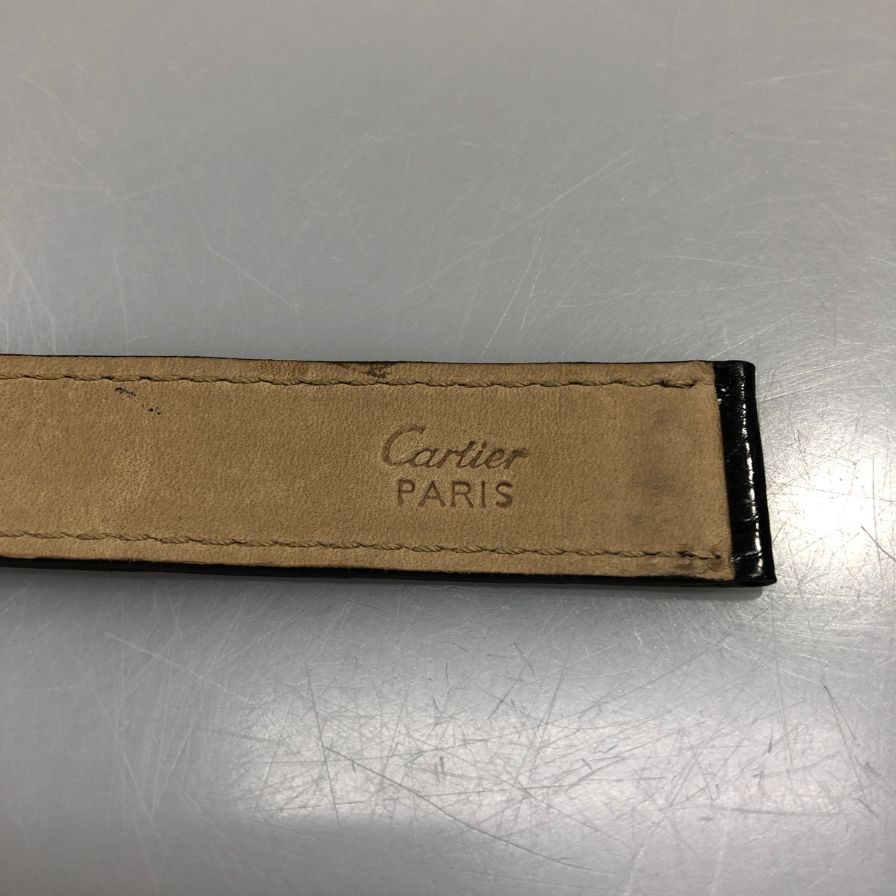カルティエ 腕時計用レザーベルト アリゲーター 18mm16mm ブラック系 尾錠バネ棒無し Cartier【AFI10】