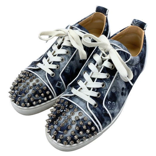 クリスチャンルブタン ローカットスニーカー スタッズ 総柄 ブルー系 メンズ サイズ41 Christian Louboutin 約26.0cm【AFC4】