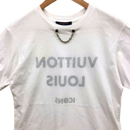 中古◆ルイヴィトン チェーン ロゴ 半袖Tシャツ レディース サイズS ホワイト RW211W LCT FITS02 LOUIS VUITTON 【AFB21】