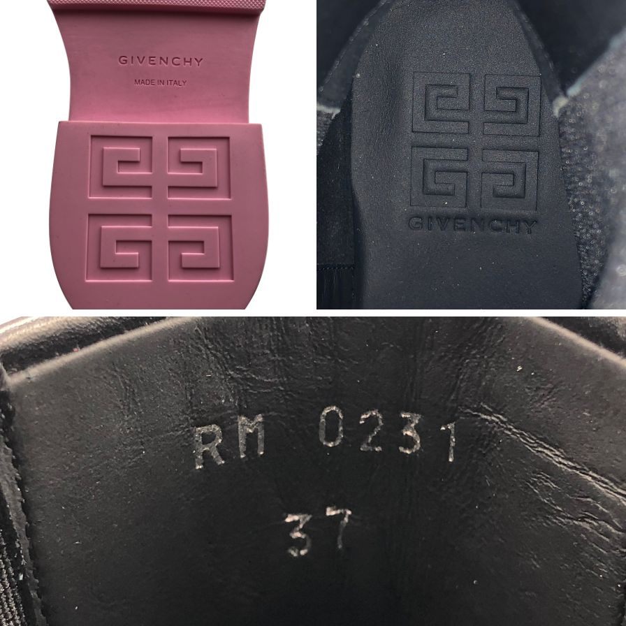 ジバンシー ショートブーツ サイドゴア レザー ブラック×ピンク レディース サイズ37 GIVENCHY 約23.5cm【AFC45】