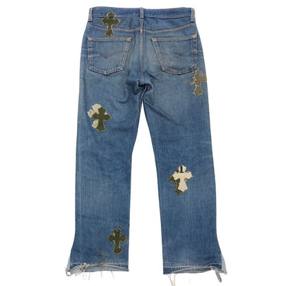 メゾン カサノバ デニムパンツ リメイク クロスパッチ ブルー メンズ サイズ表記なし MAISON CASANOVA 【AFB28】