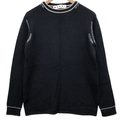 極美品◆マルニ ニット セーター カシミア100% ステッチあしらい レディース サイズ40 ブラック MARNI 【AFB29】