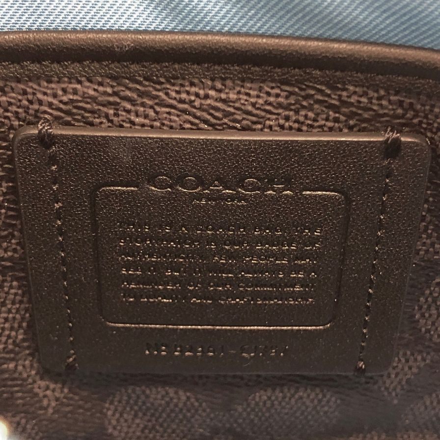 ★COACH【コーチ】レザー ポーチ スモークブルー 良品 希少レア コーチ ポーチ レザー ジップ Cロゴ レディース ブルー COACH