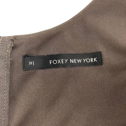 美品◆フォクシー ニューヨーク ノースリーブワンピース ブラウン レディース サイズ38 23444 FOXEY NEW YORK 【AFB47】