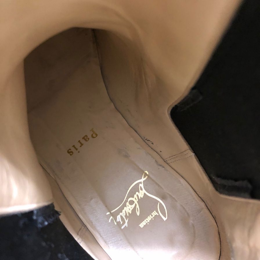 クリスチャンルブタン サイドゴアブーツ スタッズ ブラック レディース サイズ37.5 Christian Louboutin 約24.0cm【AFC41】