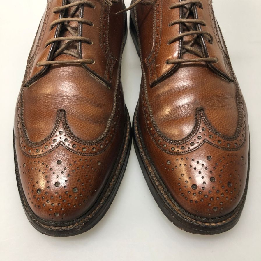フローシャイム レザーシューズ ウイングチップ グレインレザー ブラウン メンズ サイズUS8.5C FLORSHEIM 約26.5cm【AFC6】