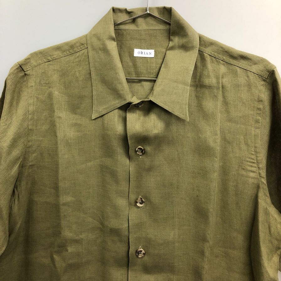 極美品◆オリアン 半袖シャツ カーキ メンズ サイズL ORIAN 【AFB37】