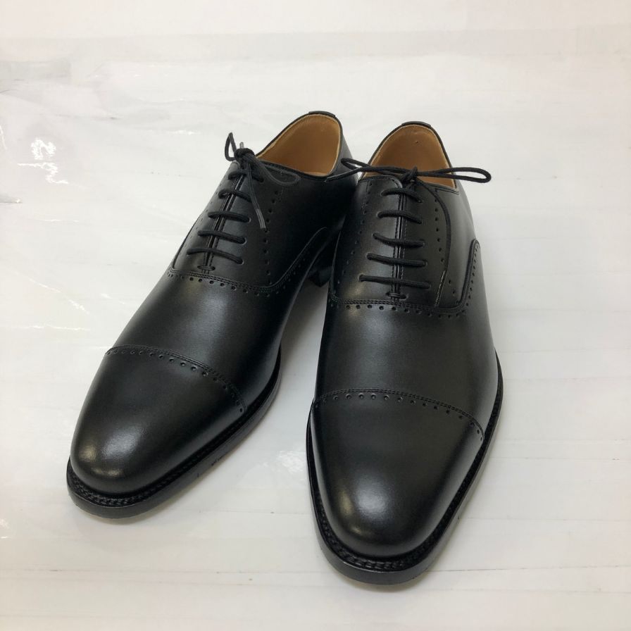 スコッチグレイン パンチドキャップ レザーシューズ ブラック ラスト256 サイズ25ハーフ SCOTCH GRAIN 約25.5cm【AFD12】