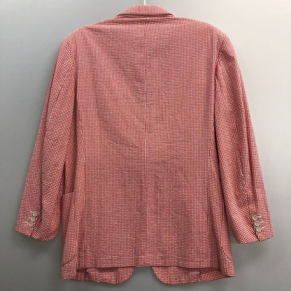美品◆チェルッティ1881 2つボタン ジャケット チェック柄 コットン メンズ サイズ50 レッド CERRUTI1881 【AFA15】