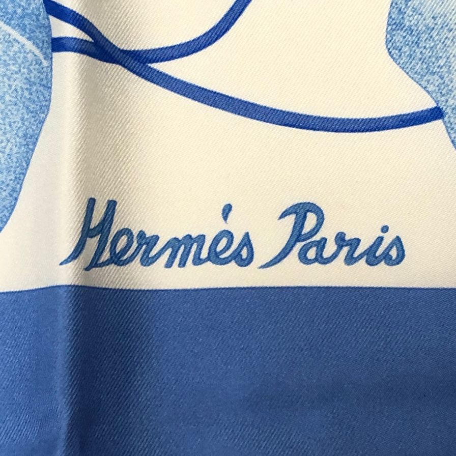 エルメス カレ90 Capucines Blue 金蓮花 スカーフ ブルー HERMES【AFI27】