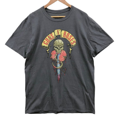 美品◆ガンズ＆ローゼス Tシャツ 公式 半袖 プリント バンド バンT チャコール グレー メンズ サイズL GUNS＆ROSES 【AFB29】