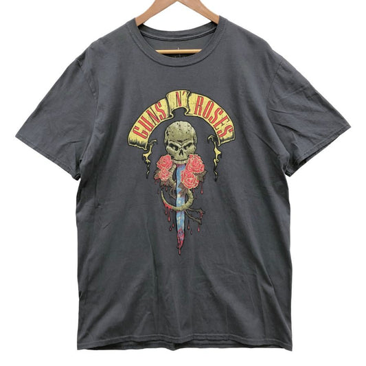 美品◆ガンズ＆ローゼス Tシャツ 公式 半袖 プリント バンド バンT チャコール グレー メンズ サイズL GUNS＆ROSES 【AFB29】
