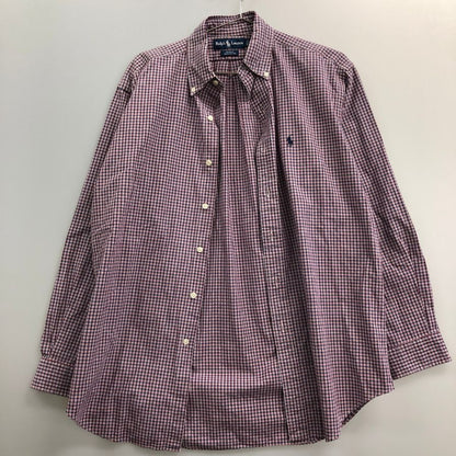 美品◆ラルフローレン ボタンダウンシャツ 90 オールド BLAKE チェック ボルドー系 メンズ サイズS Ralph Lauren 【AFB40】