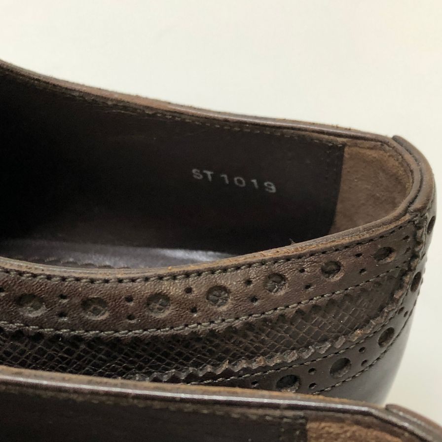 ルイヴィトン グレインレザー ウイングチップ レースアップシューズ ST1019 メンズ サイズ6.5M ブラウン Louis Vuitton 約25.5cm【PTM2】