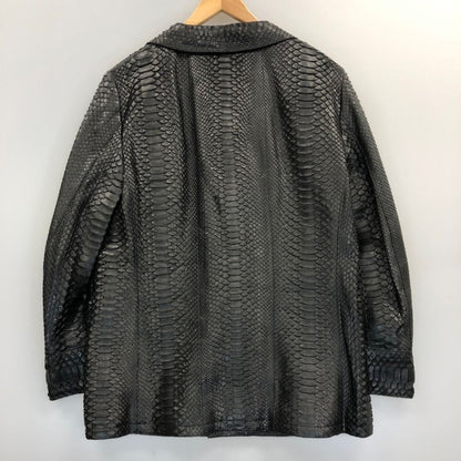 中古■イヴサンローラン パイソン 5Bレザージャケット メンズ サイズ52 ブラック YVES SAINT LAURENT 【AFA17】