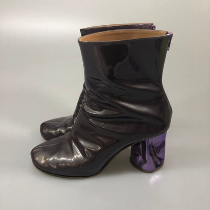 メゾン マルジェラ ブーツ ヒール 変形 メタリック ジップ 39WU0139 パープル サイズ41 レディース Maison Margiela 約26.0cm【AFC52】