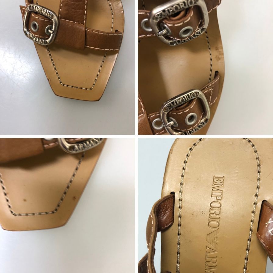 エンポリオアルマーニ レザーサンダル シルバーバックル レディース サイズ37 EMPORIO ARMANI 約23.5cm【YB6】
