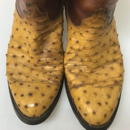 ルケーシー ウエスタンブーツ オーストリッチコンビ メンズ サイズ 8.5D ブラウン LUCCHESE 約26.5cm【AFI30】