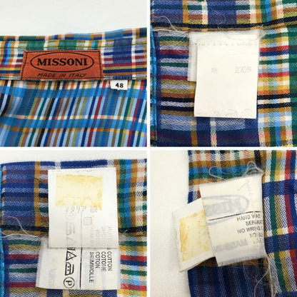 美品◆ミッソーニ チェックシャツ コットン イタリア製 ブルー メンズ サイズ 48 MISSONI 【AFB18】