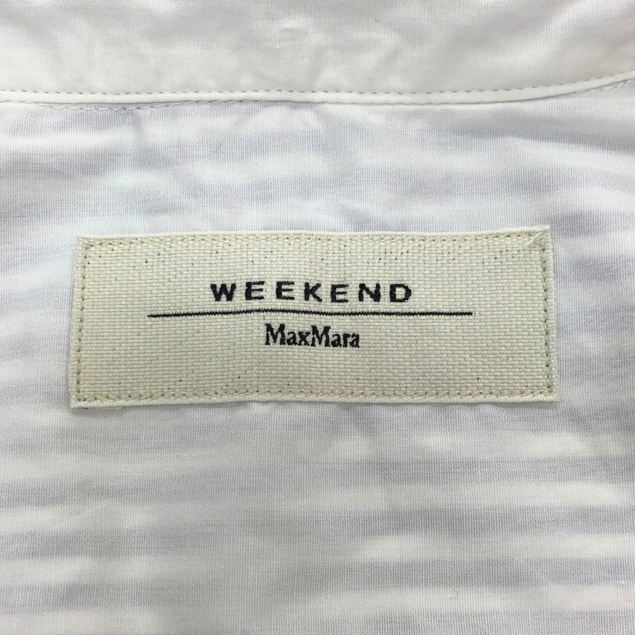 美品◆ウィークエンド マックスマーラ シャツ ストライプ コットン 長袖 ドレスシャツ パープル レディース サイズ38 WEEKEND MaxMara 【AFB34】