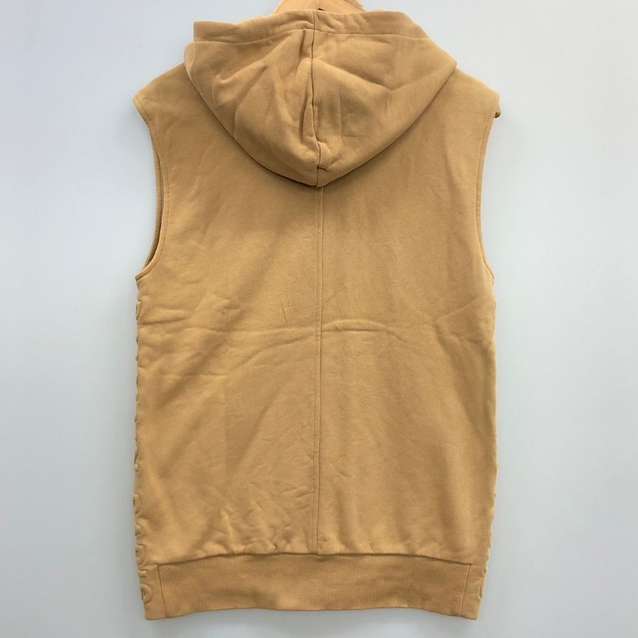 中古◆バルマン ノースリーブパーカー ジップアップ サイドロゴ ベージュ メンズ サイズXS BALMAIN 【AFB8】