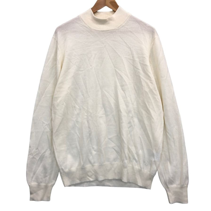 美品◆グランサッソ ニット  モックネック ラナウール メンズ ホワイト サイズ52 Gran Sasso 【AFB13】