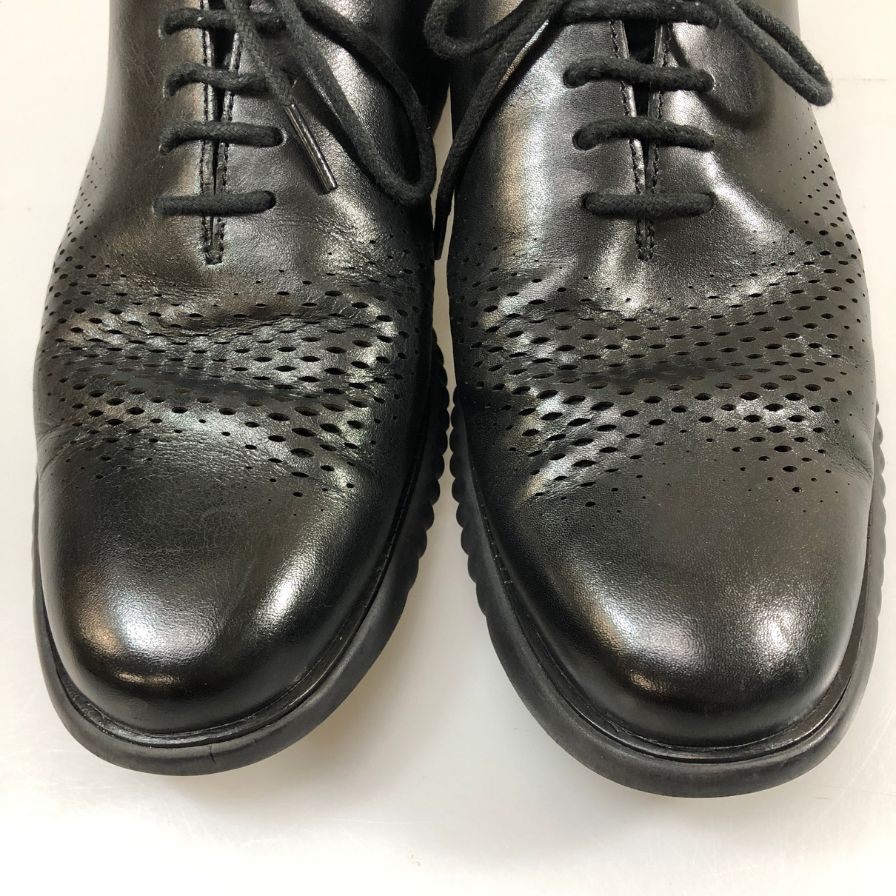 コールハーン レザースニーカー ゼログランド C23832 レーザーウィング メンズ ブラック サイズ9.5 COLE HAAN 約27.0cm【AFC49】