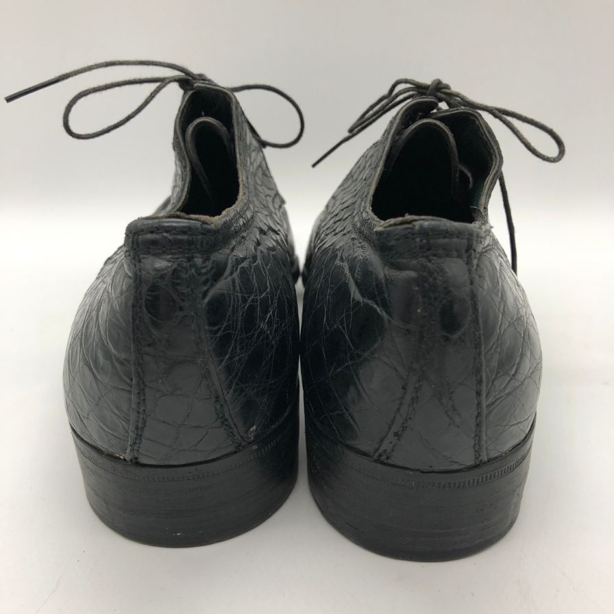 グッチ クロコ型押し プレーントゥ シューズ 1021 ブラック サイズ41 GUCCI 約26.0cm【AFC47】