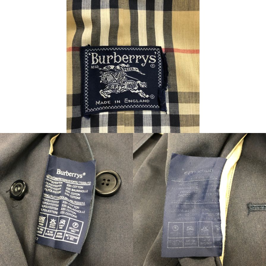 中古◆バーバリー トレンチコート 90年代 イングランド製 ネイビー レディース サイズ表記なし Burberry 【AFF23】