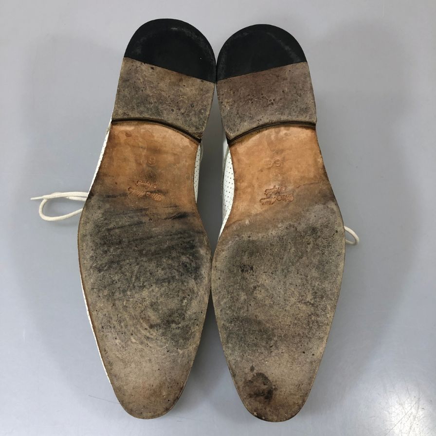 ワールドフットウェアギャラリー レザーシューズ プレーントゥ メッシュ ホワイト サイズ6.5 メンズ World Footwear Gallery 約25.0cm【YB4】